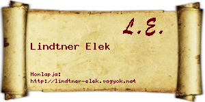 Lindtner Elek névjegykártya
